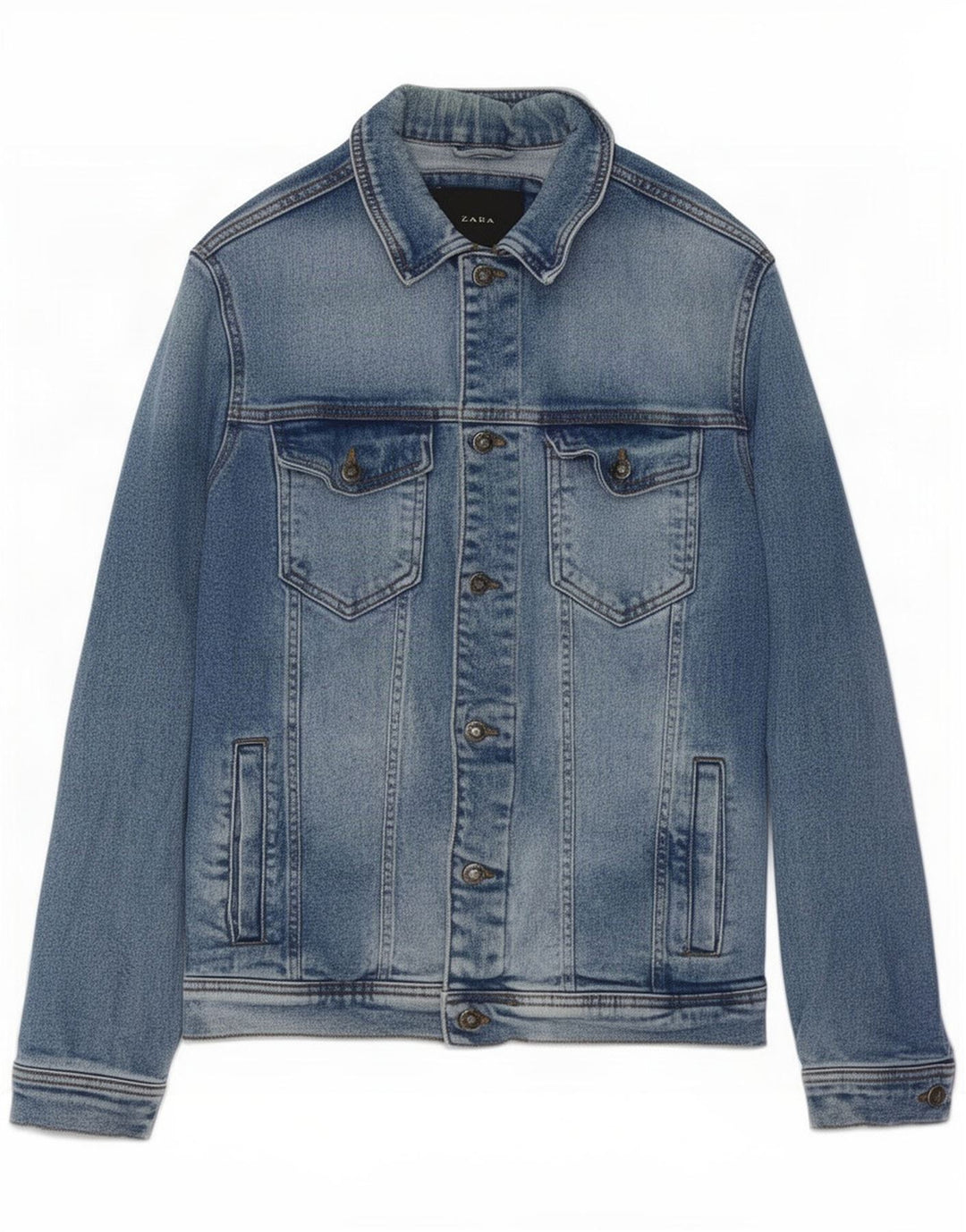Giacca in denim da uomo Zara UK 38 cotone blu medio