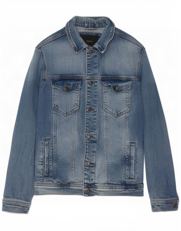 Giacca in denim da uomo Zara UK 38 cotone blu medio