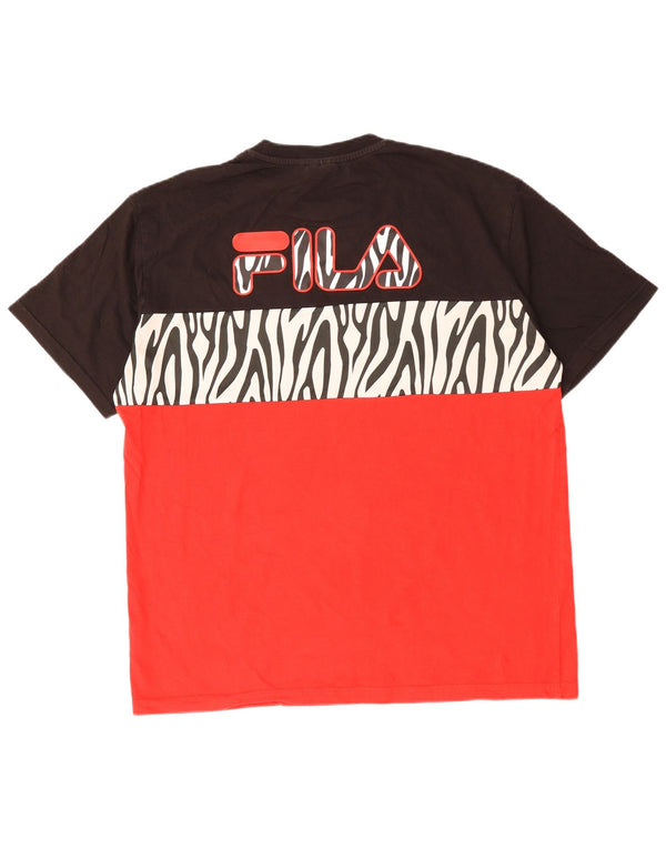T-shirt grafica da uomo Fila Top grande in cotone con stampa animalier multicolore