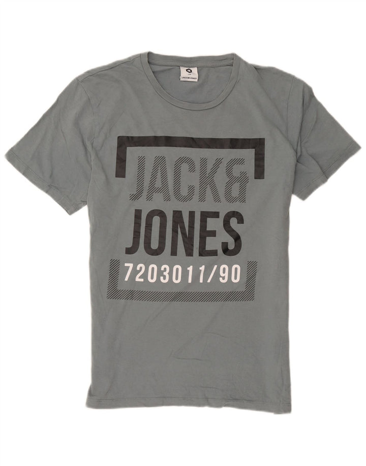 Jack & Jones T-shirt grafica da uomo grande in cotone grigio