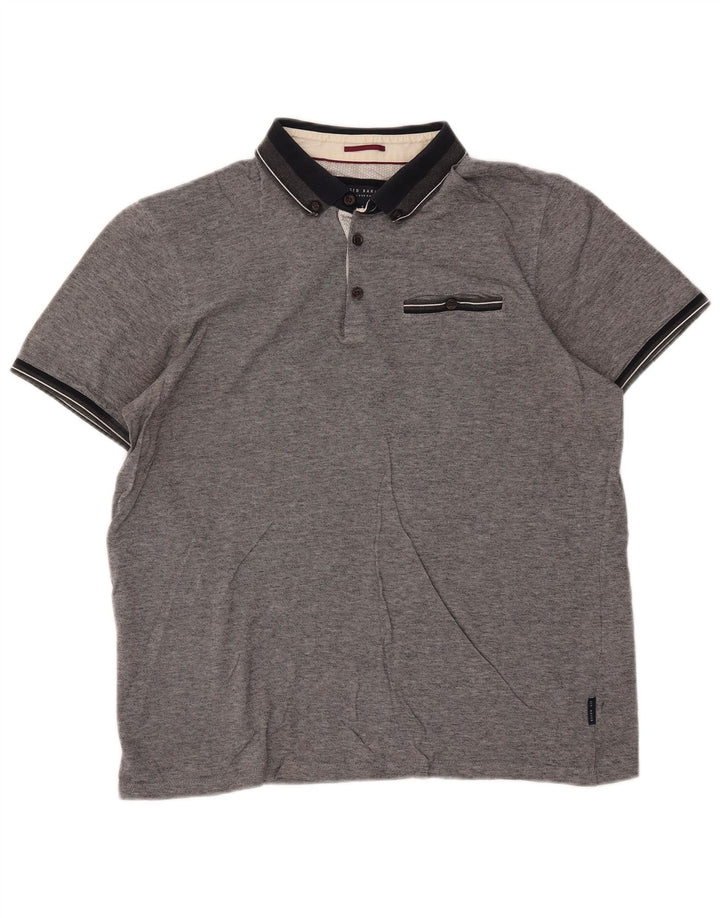 Polo da uomo TED BAKER taglia 5 XL in cotone chiazzato grigio
