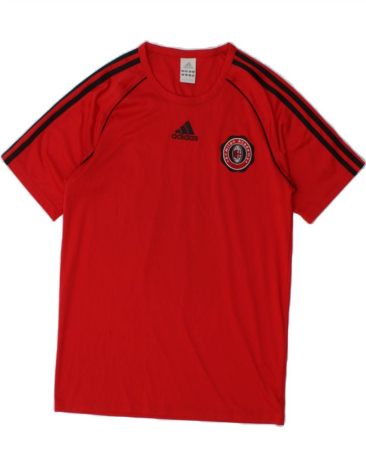 ADIDAS Mens AC Milan Graphic T-Shirt Top Small Red Polyester Vintage Adidas and Second-Hand Adidas from Messina Hembry 
