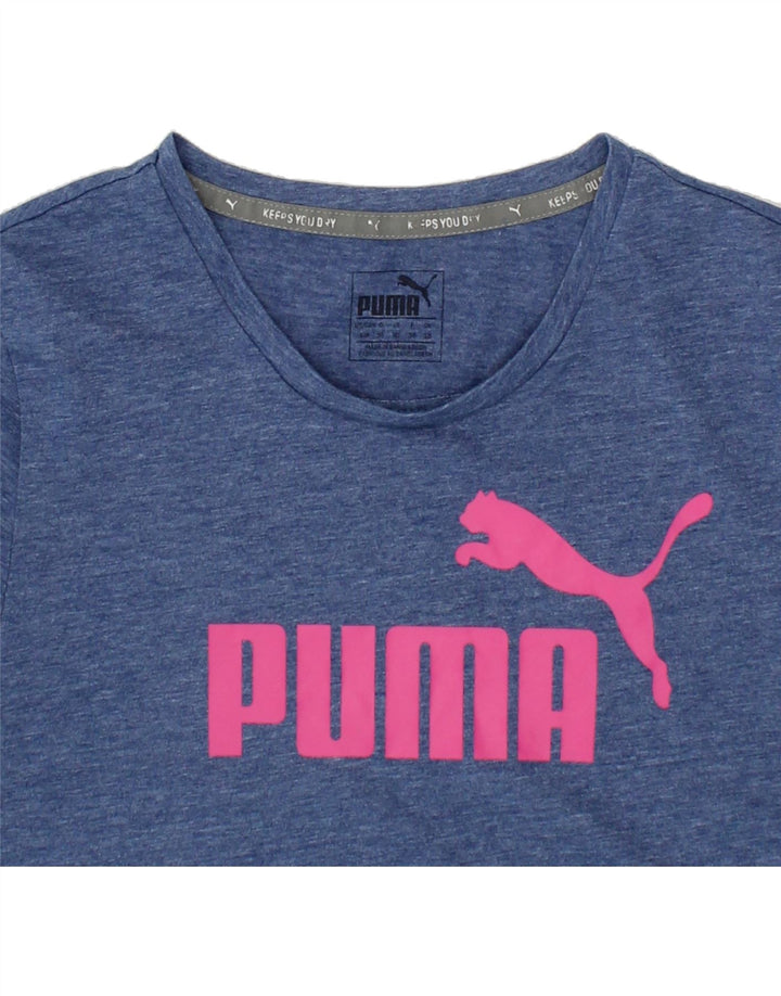 PUMA Womens Graphic T-Shirt Top UK 10 Small Navy Blue Flecked Polyester Vintage Puma and Second-Hand Puma from Messina Hembry 