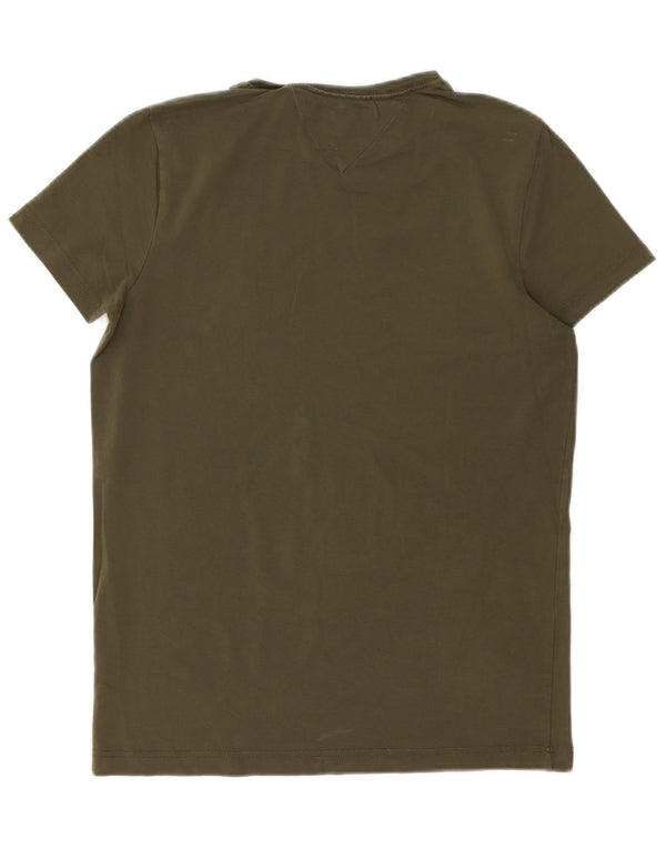 T-shirt slim fit da uomo Tommy Hilfiger Top Small in cotone kaki