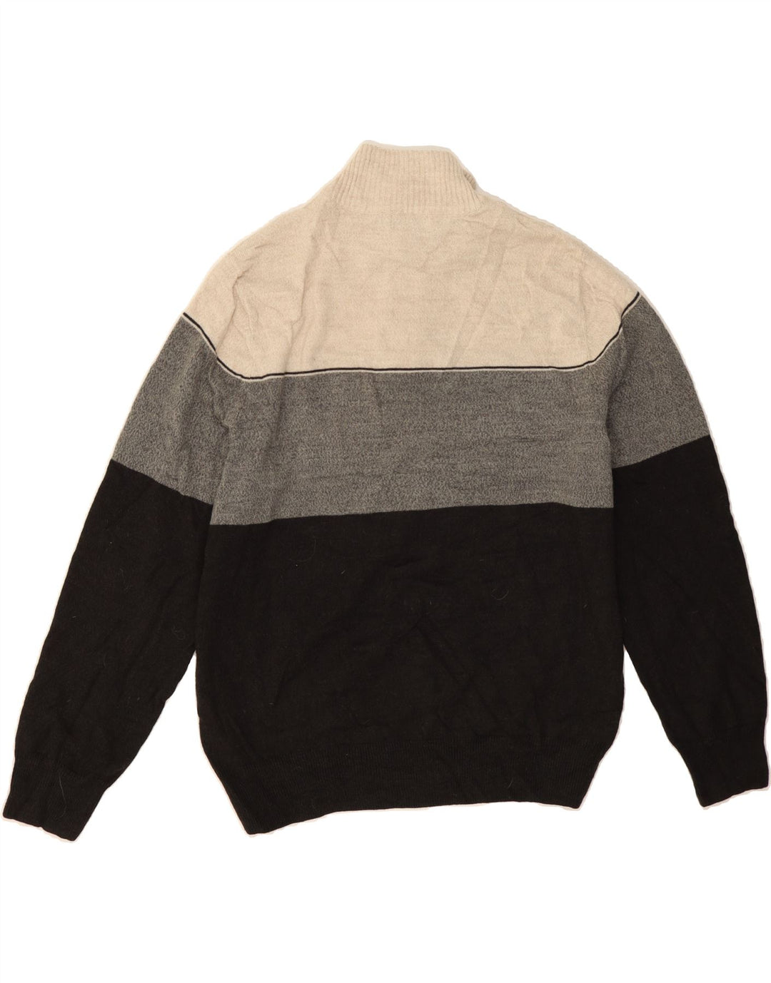 DOCKERS Womens Zip Neck Jumper Sweater UK 16 Large Black Colourblock Vintage Dockers and Second-Hand Dockers from Messina Hembry 
