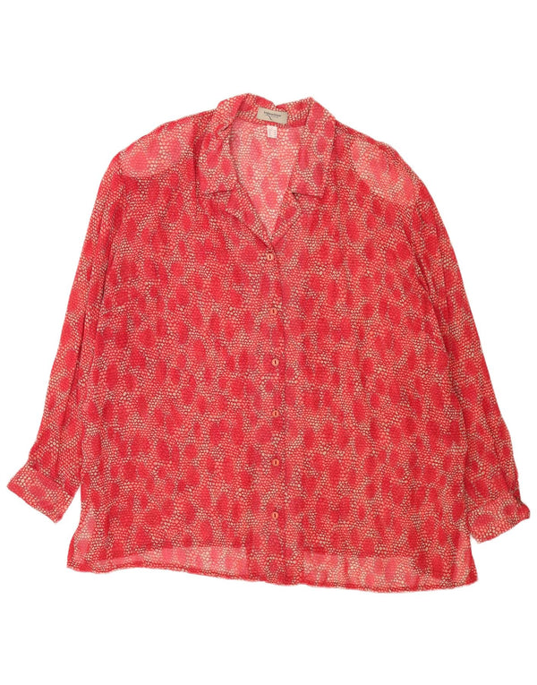 Camicetta camicia vintage da donna UK 26 5XL Viscosa floreale rossa