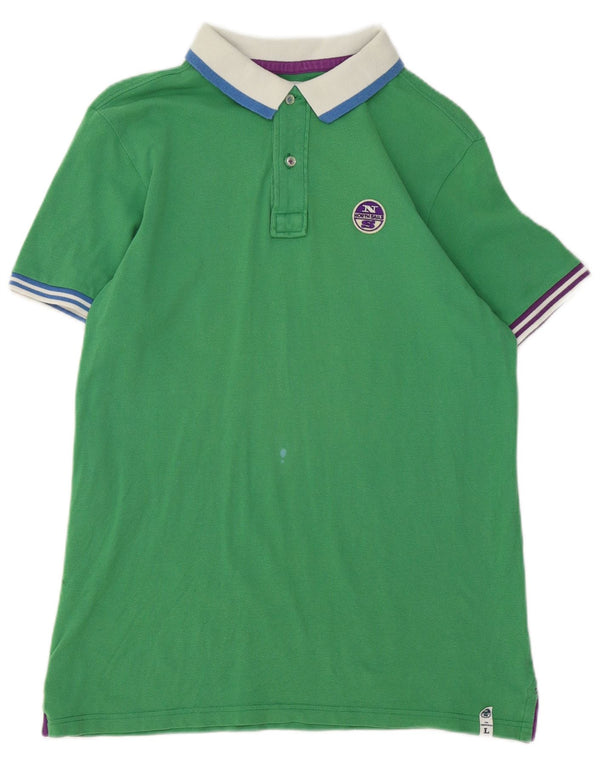Polo da rugby da uomo North Sails a righe grandi verdi