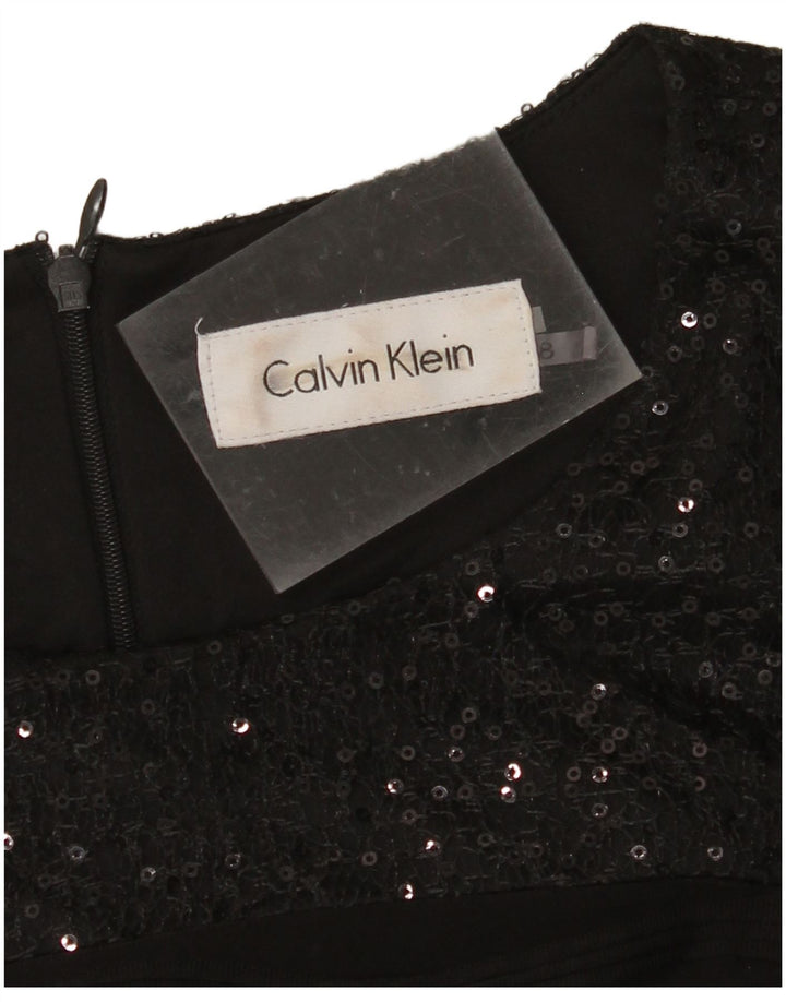 CALVIN KLEIN Abito tubino senza maniche da donna US 8 Medium Nero