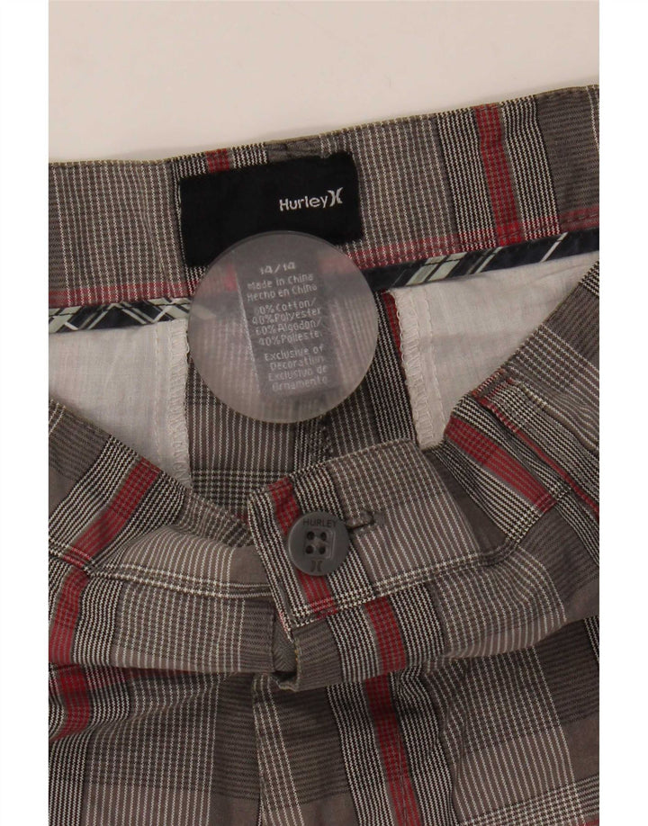 Pantaloncini chino Hurley da ragazzo 13-14 anni W27 in cotone grigio a quadri
