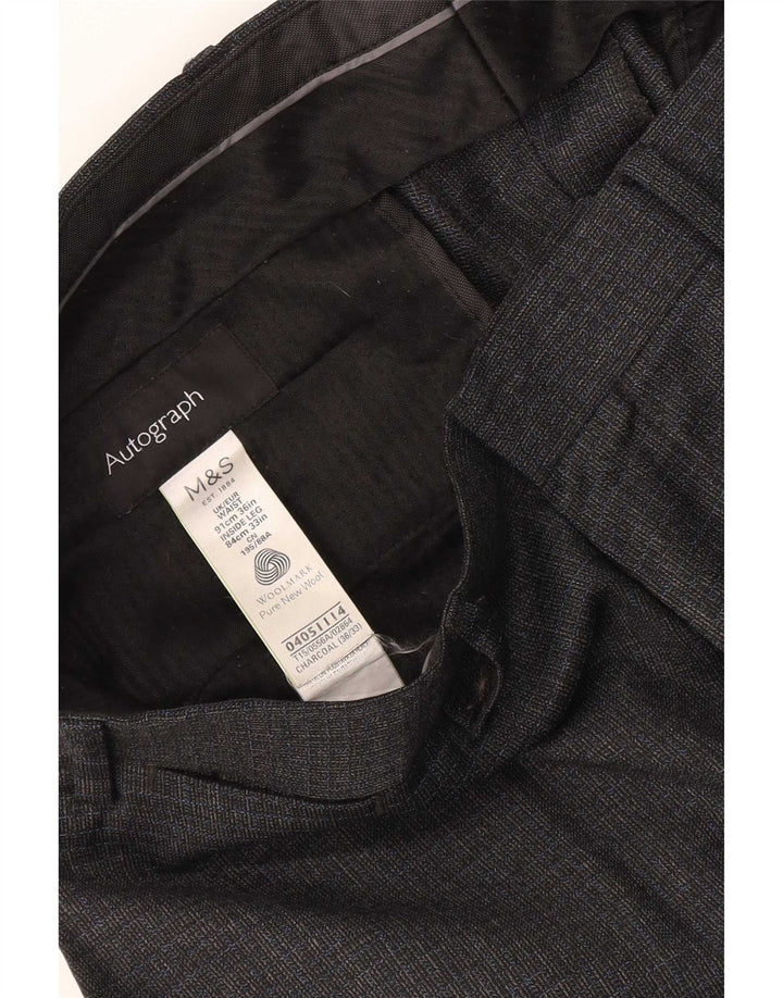 Pantaloni da abito dritti autografi da uomo Marks & Spencer W36 L33 in lana grigia