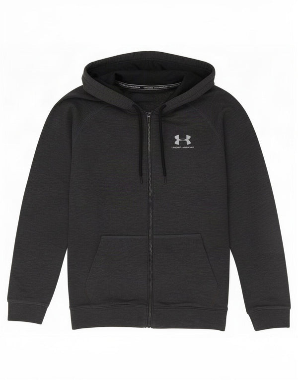 Maglione con cappuccio e zip da uomo Under Armour in cotone grigio medio