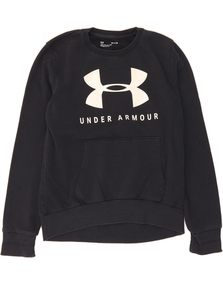 UNDER ARMOUR Womens Oversized Graphic Sweatshirt Jumper UK 10 Small Black Vintage Under Armour and Second-Hand Under Armour from Messina Hembry 