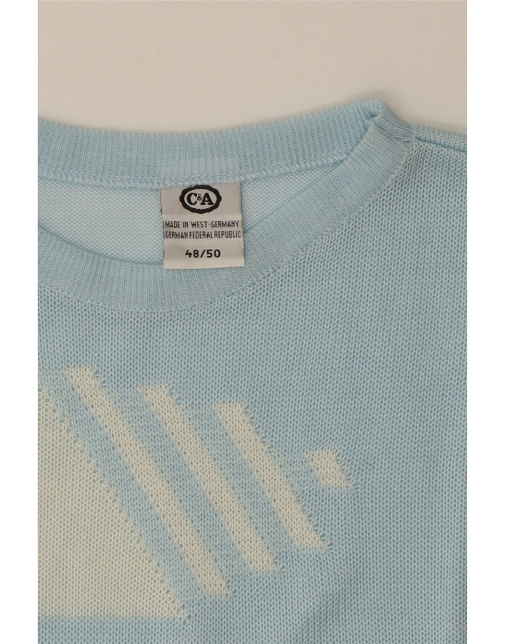 C&A Womens Crew Neck Jumper Sweater IT 48/50 XL Blue Colourblock Vintage C&A and Second-Hand C&A from Messina Hembry 