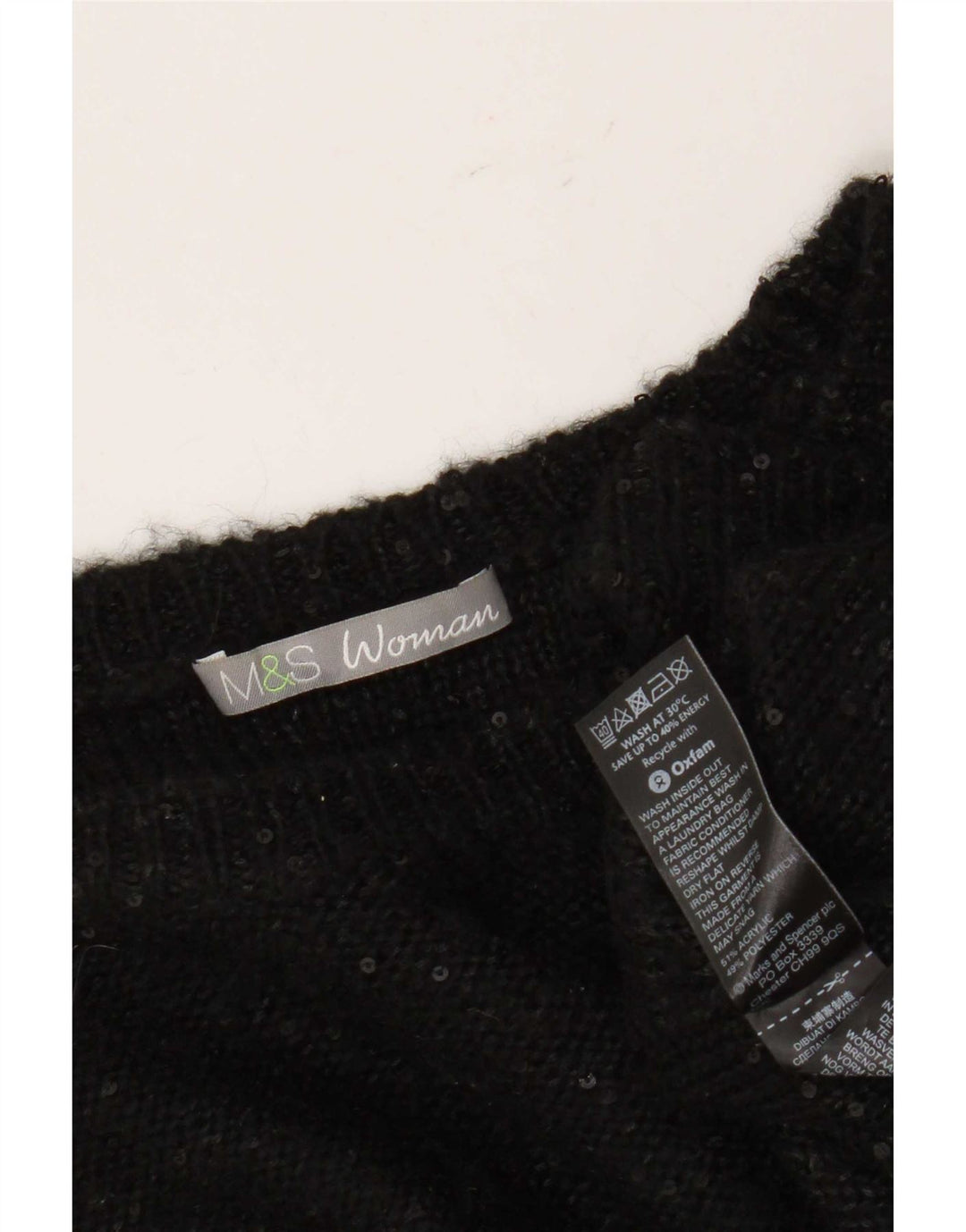 Maglione maglione oversize con scollo a barca da donna Marks & Spencer UK 14 grande nero