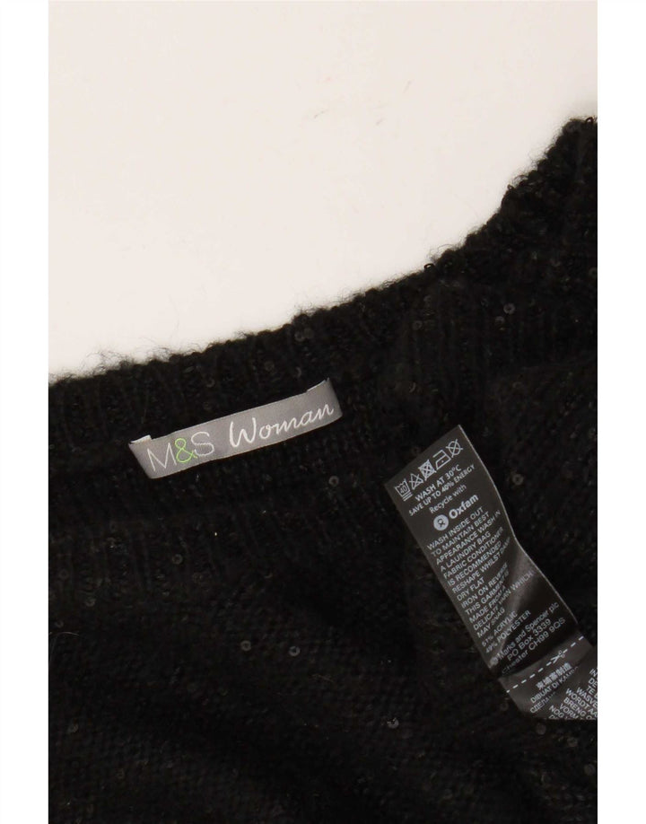 Maglione maglione oversize con scollo a barca da donna Marks & Spencer UK 14 grande nero