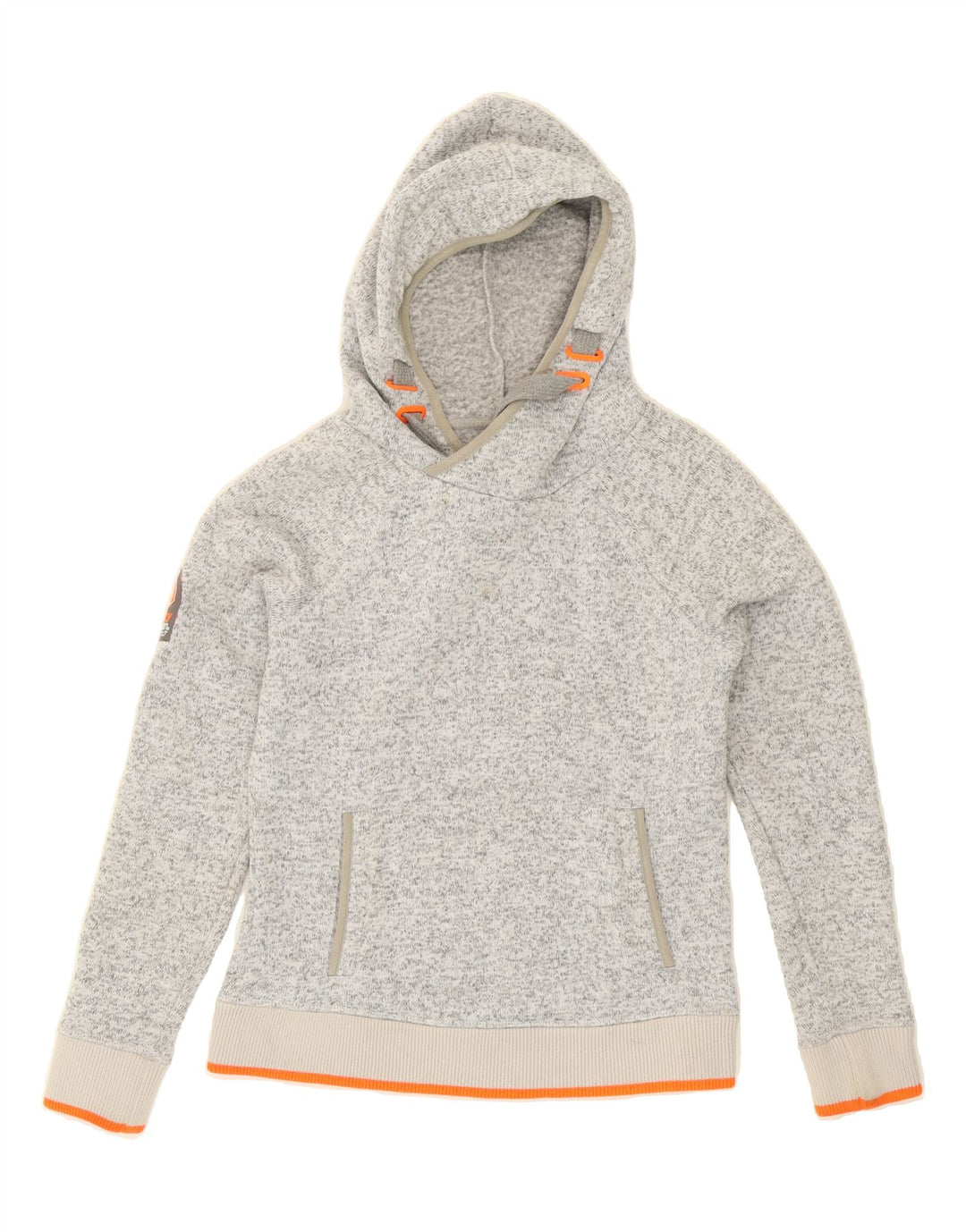 SUPERDRY Womens Hoodie Jumper UK 12 Medium Grey Flecked Polyester Vintage Superdry and Second-Hand Superdry from Messina Hembry 
