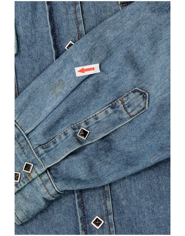 Camicia in Denim Oversize da Donna Etro IT 46 Large Blu Floreale in Cotone