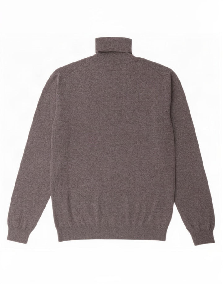 Massimo Dutti Maglione da uomo con collo alto e maglione grande in cotone grigio