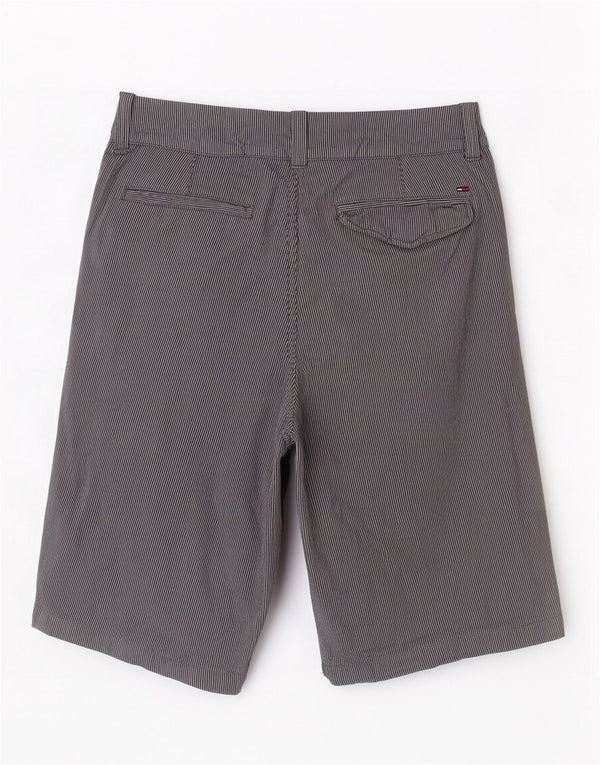 Tommy Hilfiger Uomo Bermuda Shorts W30 Medio Blu Navy Gessato Cotone