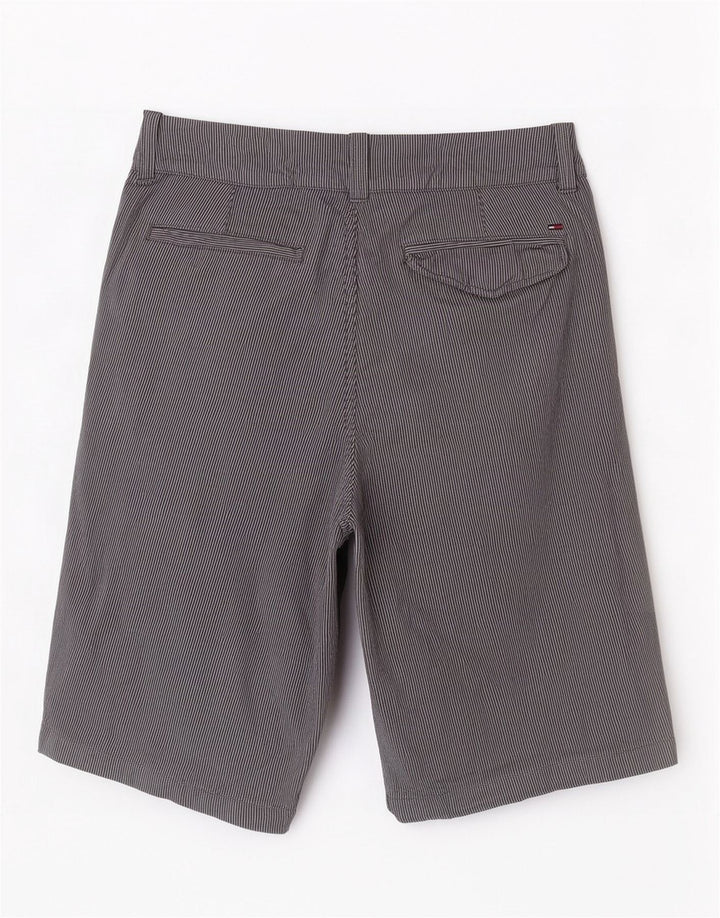 Tommy Hilfiger Uomo Bermuda Shorts W30 Medio Blu Navy Gessato Cotone