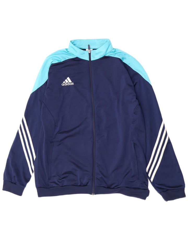 Giacca da tuta da uomo Adidas XL in poliestere color block blu navy