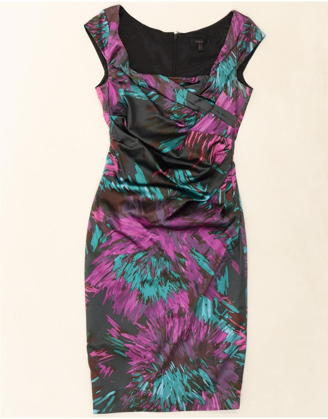 COAST Womens Bodycon Dress UK 8 Small Grey Tie Dye Acetate Vintage Coast and Second-Hand Coast from Messina Hembry 