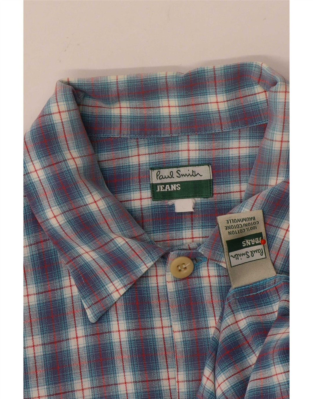 Camicia a maniche corte da uomo Paul Smith, cotone a quadri blu grandi