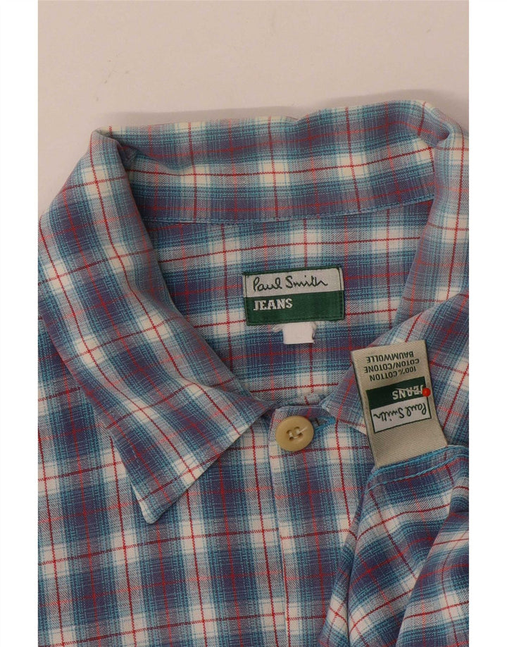 Camicia a maniche corte da uomo Paul Smith, cotone a quadri blu grandi