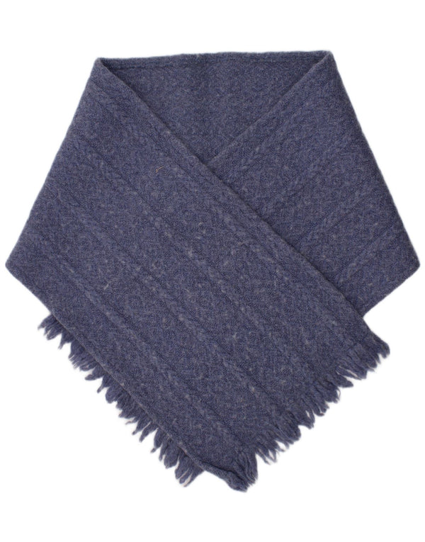 Intreccio della sciarpa rettangolare lavorata a maglia da donna irlandese taglia unica in lana blu invernale