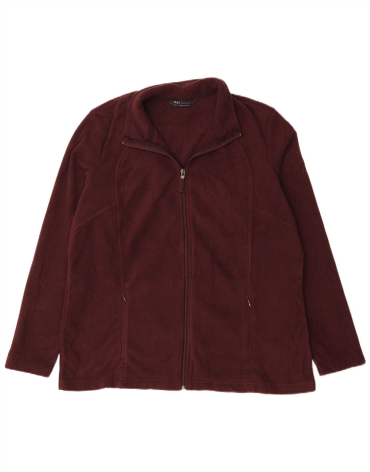 Giacca in pile oversize da donna Marks & Spencer UK 18 XL Poliestere bordeaux