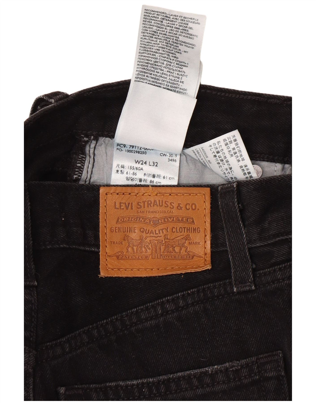 Jeans Levi's da donna a gamba larga a vita alta W24 L32 cotone nero classico