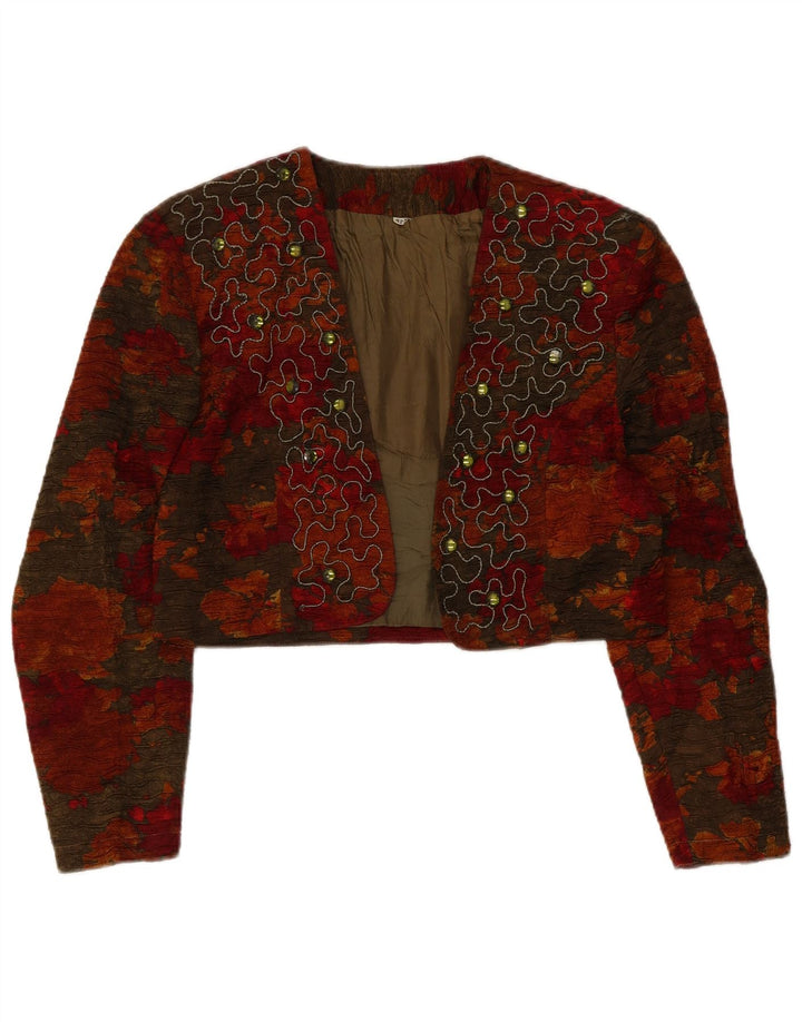 Giacca Bolero vintage da donna IT 42 Viscosa floreale multicolore media