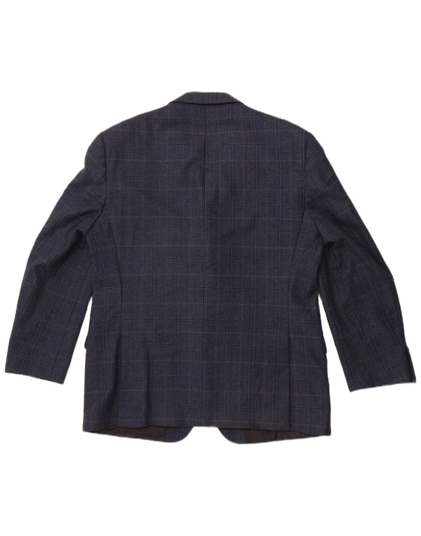 VALLE LESIA Giacca Blazer 3 Bottoni Uomo IT 54 2XL Pied De Poule Blu Navy