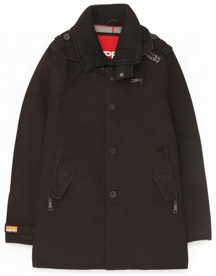 Trench da uomo Superdry UK 38 cotone nero medio