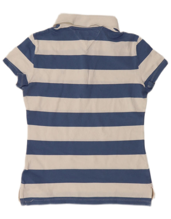 Polo da donna slim fit Tommy Hilfiger UK 12 a righe bianche medie