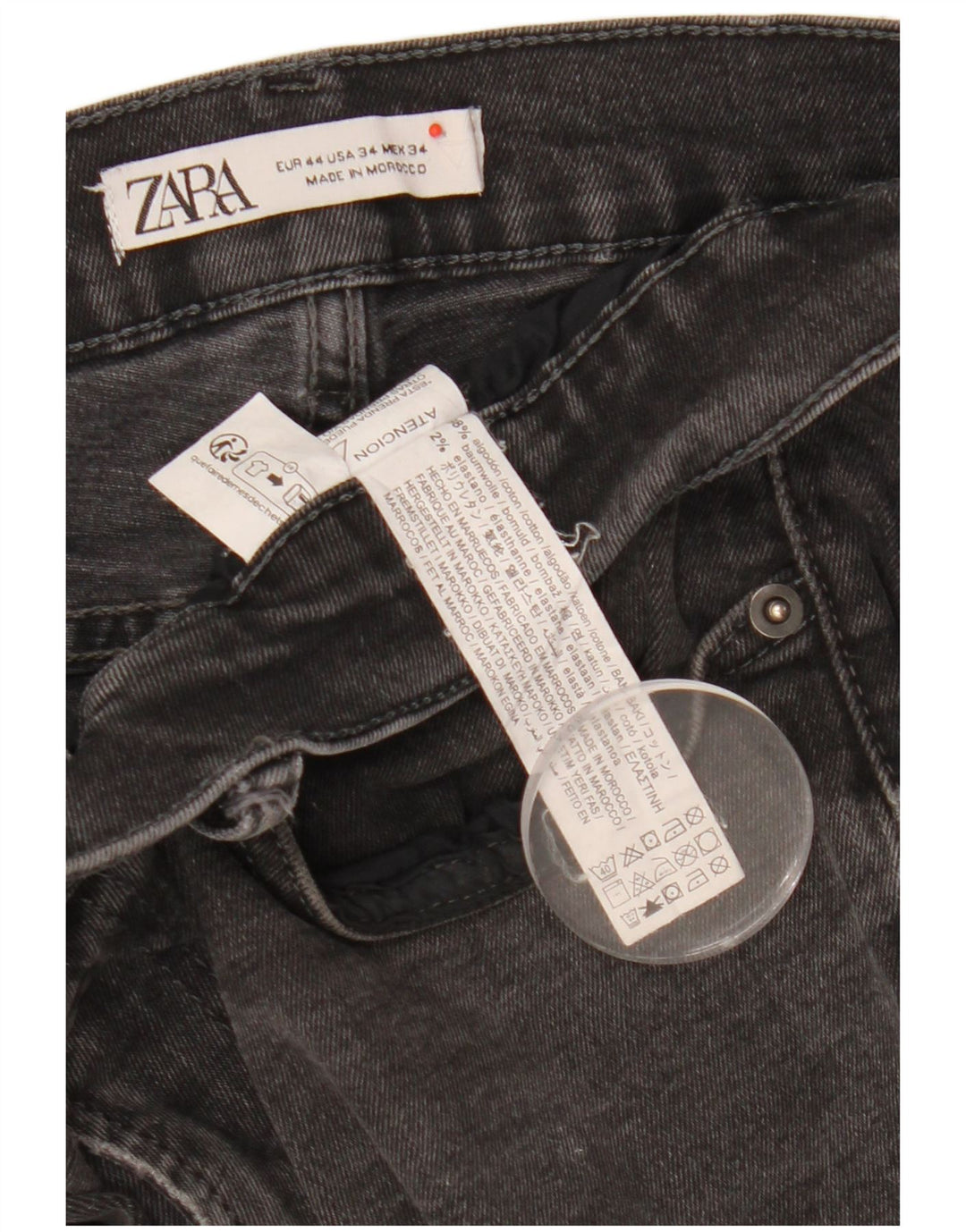 Jeans slim da uomo Zara EU 44 Large W34 L26 cotone nero