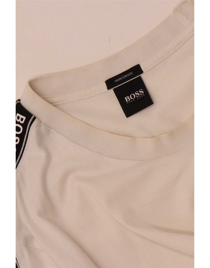 T-shirt grafica da uomo Hugo Boss Top in cotone color block bianco medio