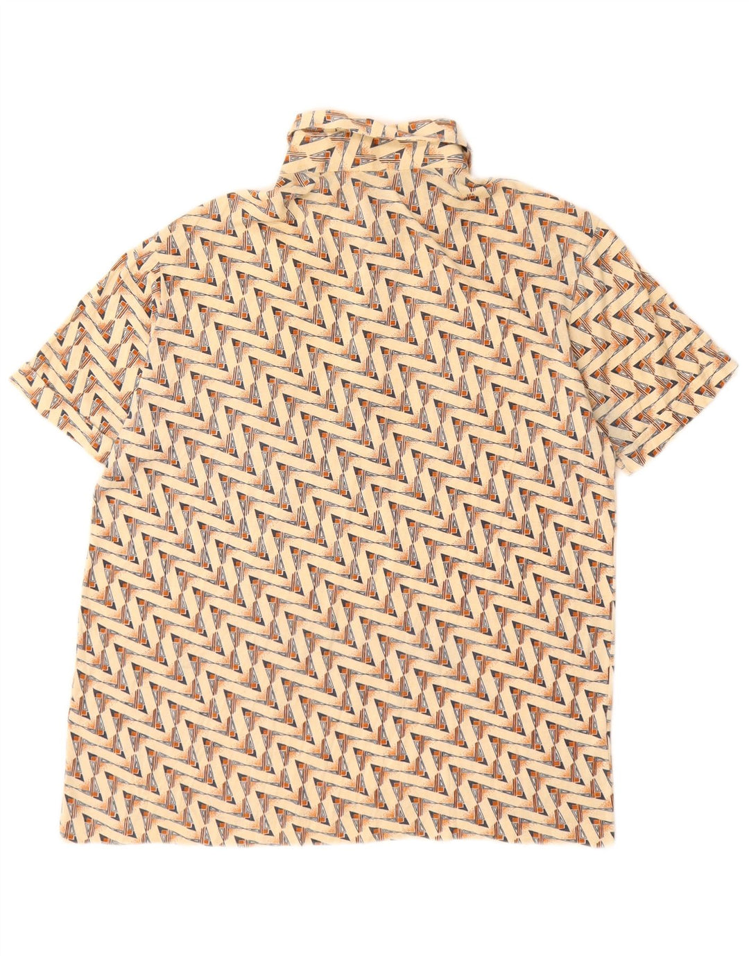 Polo vintage da uomo in cotone geometrico beige medio