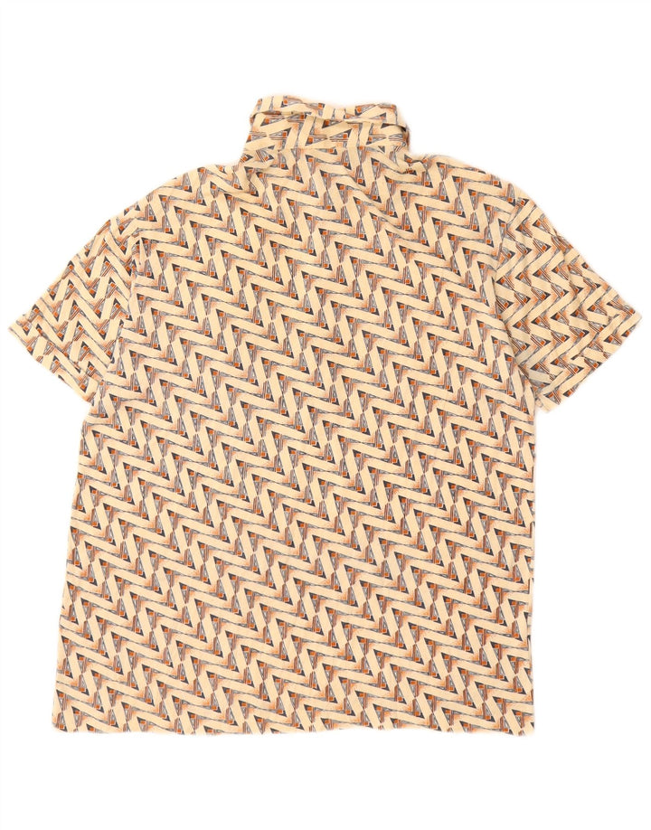 Polo vintage da uomo in cotone geometrico beige medio