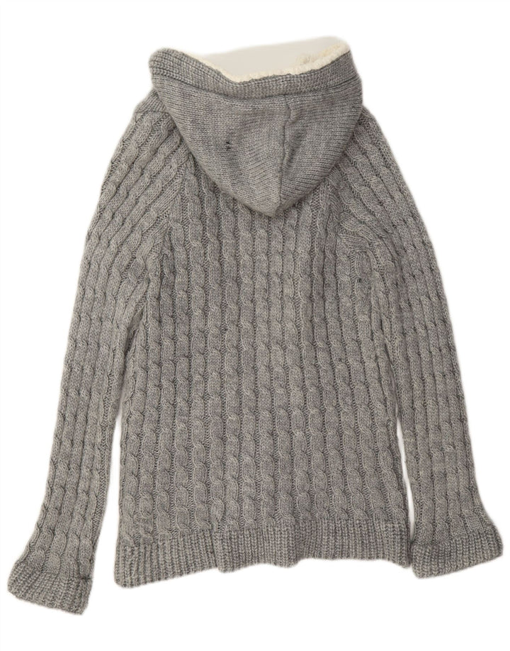 Maglione cardigan con cappuccio da donna Zara UK 14 Acrilico grigio medio
