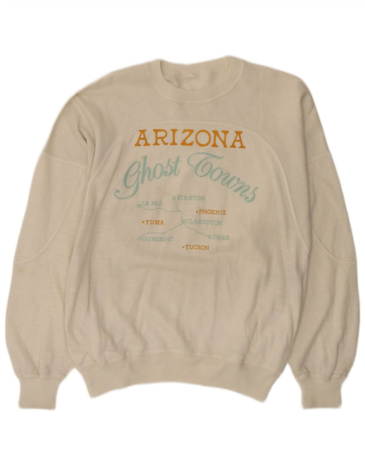 Felpa grafica da uomo Arizona, maglione grande bianco