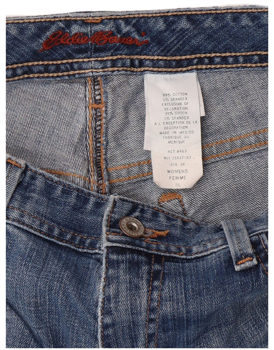 Jeans dritti da donna EDDIE BAUER US 8 medio W30 L25, 28 cotone blu