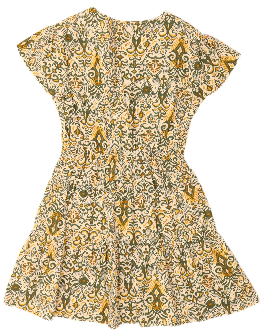 Abito a trapezio regolare da donna Marks & Spencer UK 12 Cotone Ikat verde medio