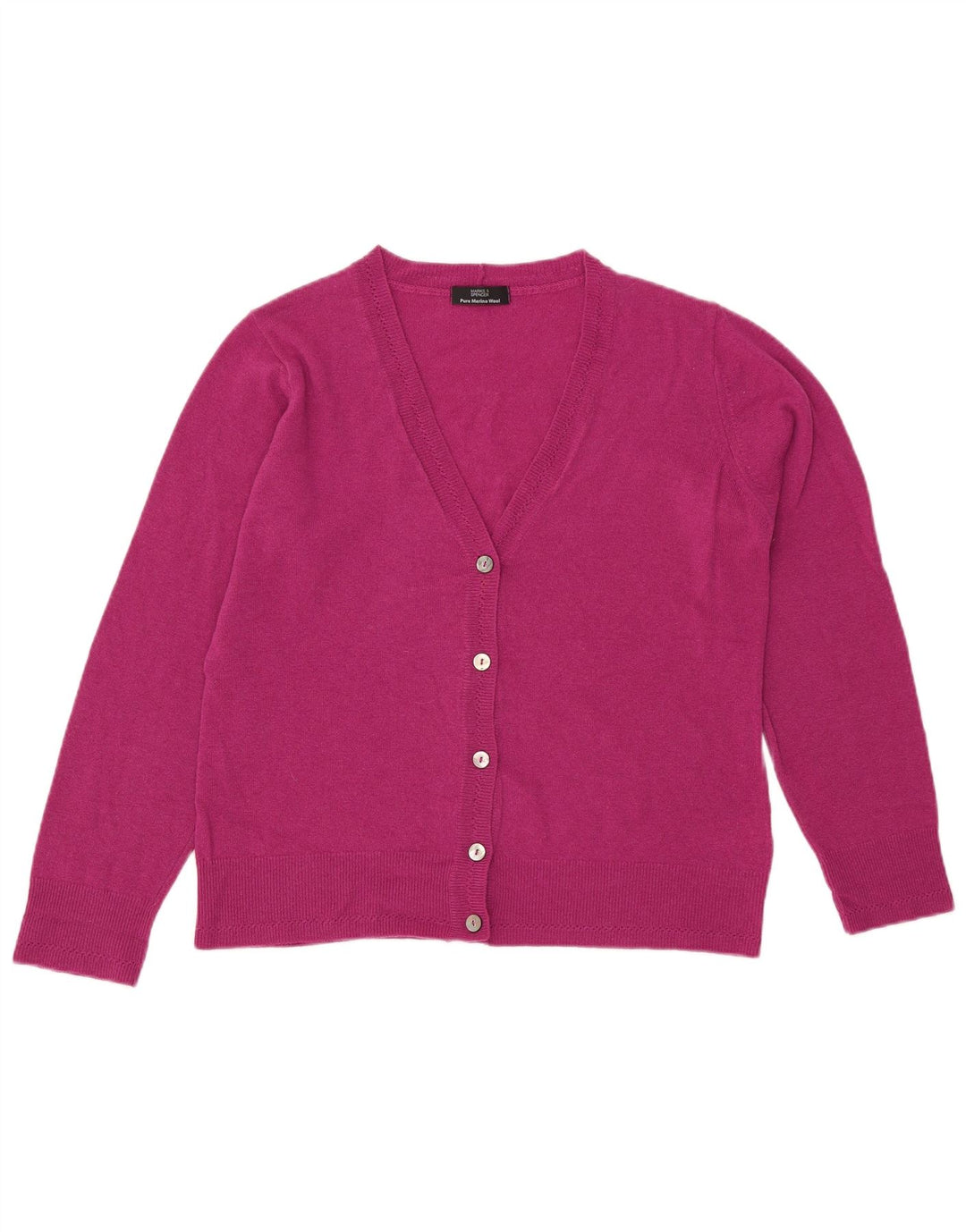 Maglione cardigan da donna Marks & Spencer UK 14 grande lana rosa