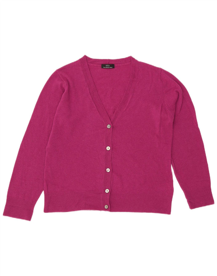 Maglione cardigan da donna Marks & Spencer UK 14 grande lana rosa