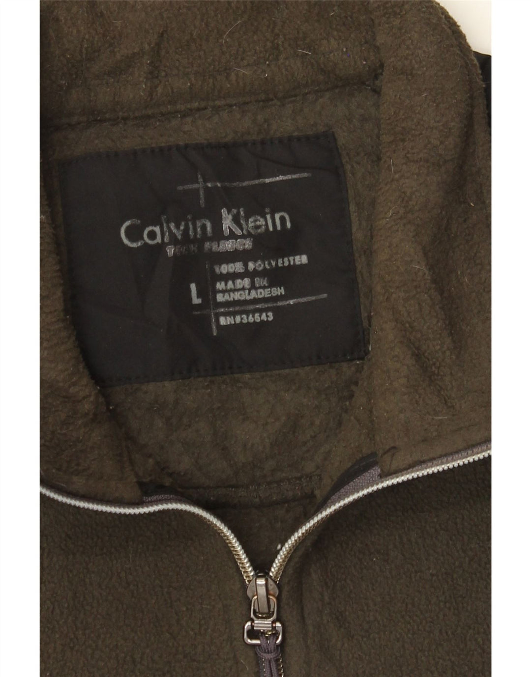 Giacca in pile da uomo Calvin Klein UK 40 Large Poliestere color block kaki