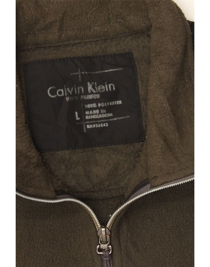 Giacca in pile da uomo Calvin Klein UK 40 Large Poliestere color block kaki