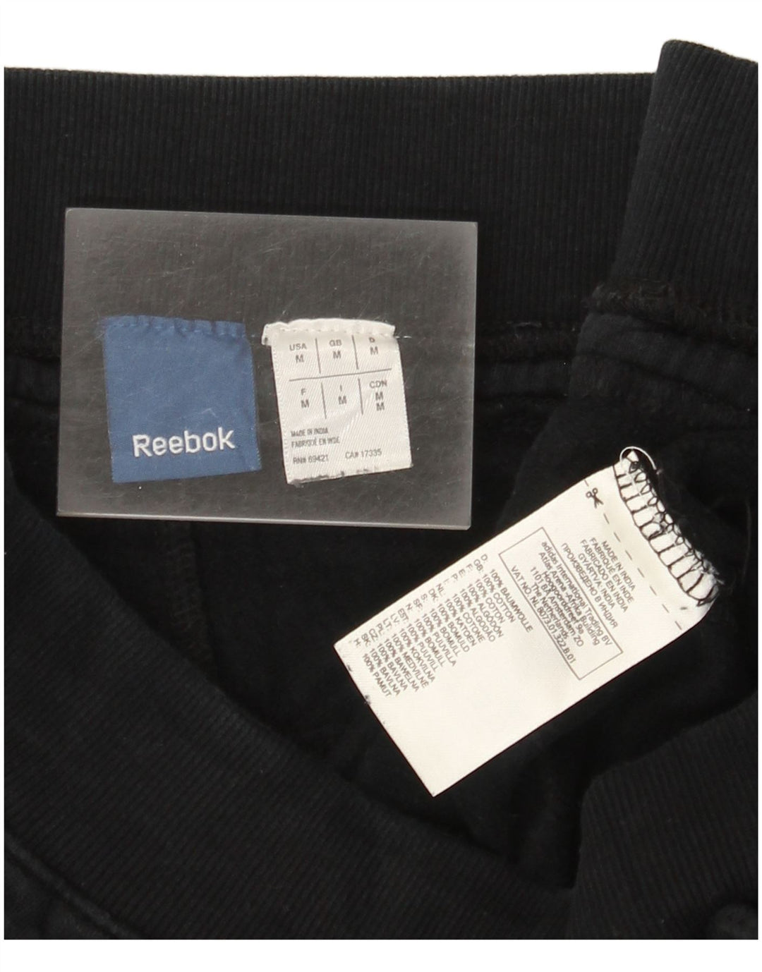 Pantaloni da tuta con grafica Reebok da uomo, pantaloni da jogging, cotone medio nero