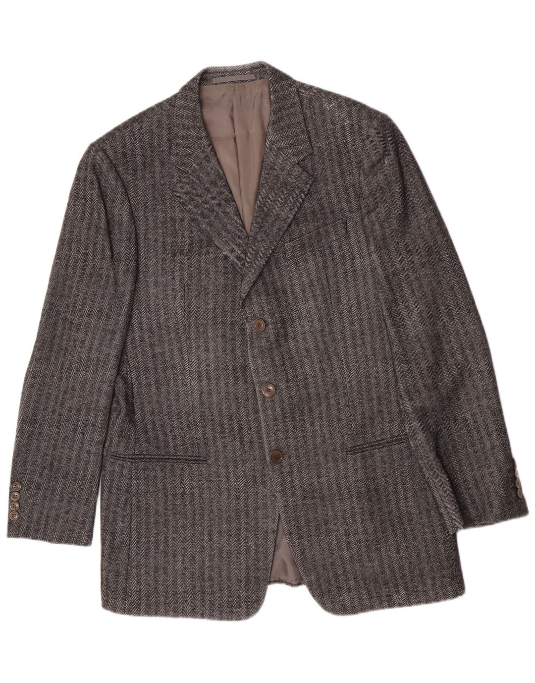 Giacca Blazer da Uomo a 3 Bottoni Armani Collezioni IT 52 XL Grigia a Spina di Pesce