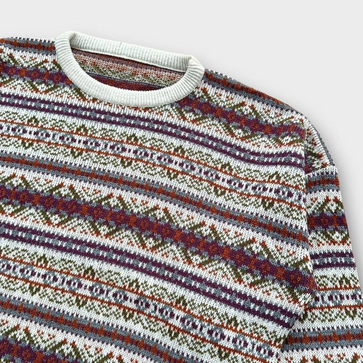 Maglione lavorato a maglia con motivi vintage anni '90 - XL